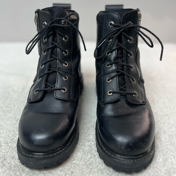 Source Unknown Other - Motorcycle Boots Black Lace & Zip Oil Resistant Sole Leather Men's Size: 8.5